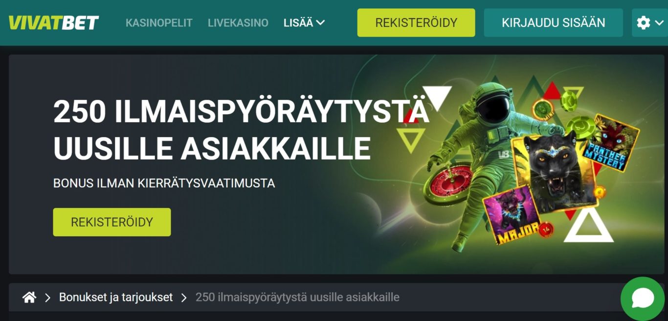 Vivatbet registration: Hae tervetuliaisbonuksia