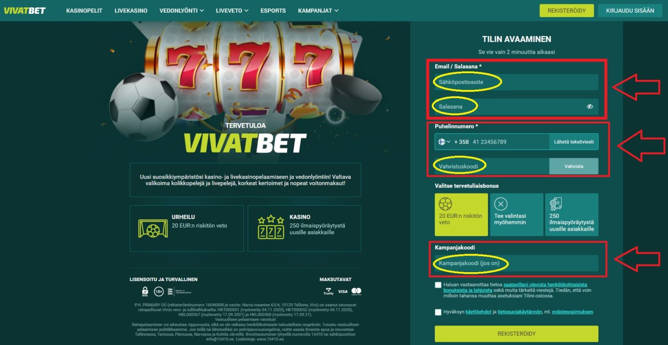 Vivatbet-promootio: Kuponkikoodi uusille käyttäjille